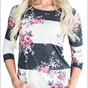 Ecowish Floral Print Round Neck T Shirt